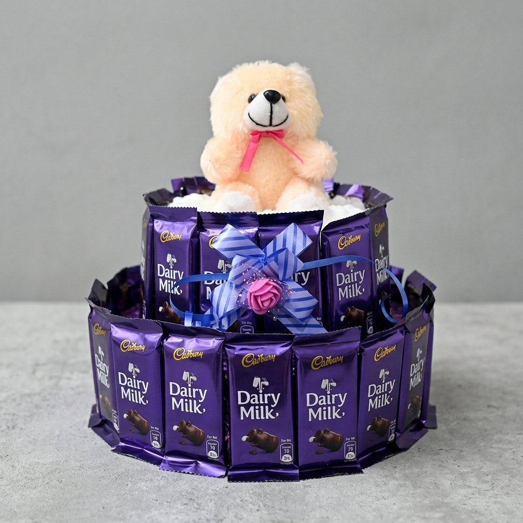 Dairy Milk Chocolate Cake / Tower with Teddy Bear